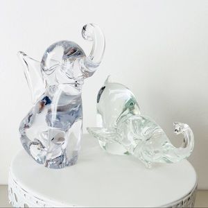 COPY - Lead Crystal Elephants Riekes Chalet Canada Set of 2 Heavy Over 24% Lead…